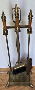 Vintage Messing Kamin Werkzeug Set 4-teilig, Korbständer. Top Zustand - Bild 1 von 6