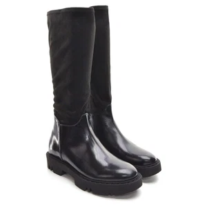 Ladies Aquatalia Hillaria $695 Lug Sole Platform Boots 9.5 M Black Leather Shoes - Picture 1 of 7