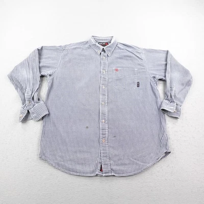 Ariat Shirt Mens Large Blue White Plaid FR Flame Resistant CAT 2 Button Up Work - Image 1 of 4