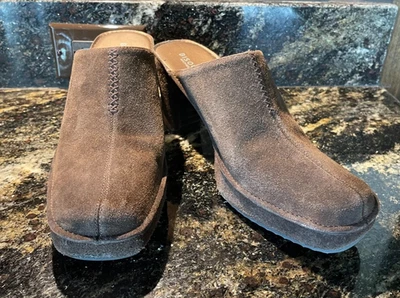 Cuero Marrón Gamuza Puntera Cuadrada Mula Sin Cordones Bisou Bisou Michelle Bohbot Talla 8.5M Foto 1 de 4