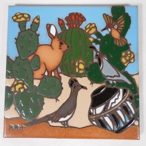Earthtones "Desierto" 6" Azulejo Cerámico Remache Colgante de Pared - Imagen 1 de 5