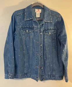 Vintage Quacker Factory Women’s Denim Jacket With Rhinestones Size X-Small - Picture 1 of 17