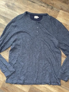 Faherty Mens XXL Slub Cotton Henley Shirt Navy Heather Button - Picture 1 of 5