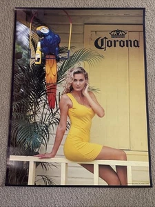 Vintage Corona Beer Poster Girl In Yellow Dress. 18x24” - Picture 1 of 7