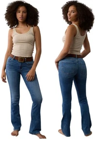 American Eagle Jeans Curvy Skinny Kick Bootcut High Rise Stretch 12L 31x33 Used - Picture 1 of 6