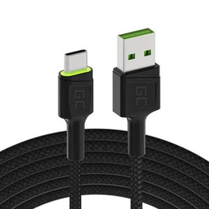 Green Cell Kabel USB-A - USB-C Typ-C 2m mit LED-Beleuchtung Ladekabel Schwarz Sc - Zdjęcie 1 z 8