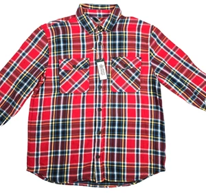 Alpine Design Mens Large Heavyweight Cotton Flannel Shirt Red Plaid New - Picture 1 of 13
