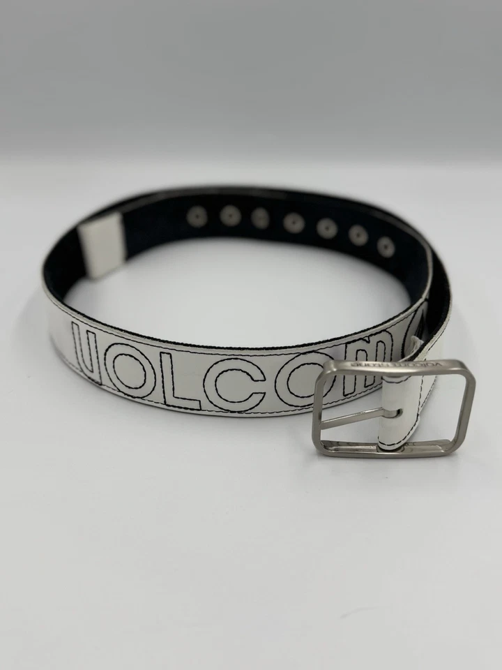 🔥 Raro Cinturón De Colección Y2K Volcom Stone Reversible Cuero y Lona Blanco, Gris/Negro Foto 1 de 4
