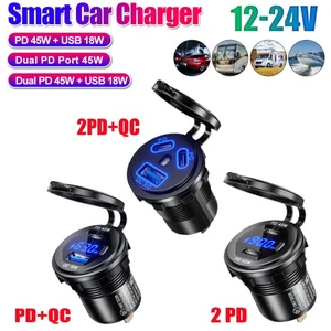 90W Dual USB C Steckdose12V PD&QC3.0 USB Einbau Buchse KFZ Ladegeräte High Power - Picture 1 of 16