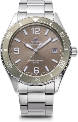 Orient Mako Sports RN-WJ0004Y Brown Dial Solar Stainless Diver Men Watch NEW - Image 1 of 4