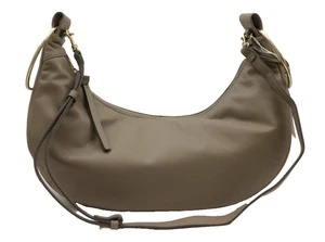 M&S Women's Grab Bag Medium Taupe Leather Ring Handles Pocket Lined Zip New F1 - Picture 1 of 12