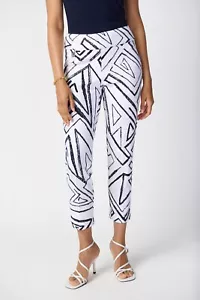 Joseph Ribkoff 241271 Vanilla/Midnight Blue Cropped Trousers Original Price £169 - Picture 1 of 5