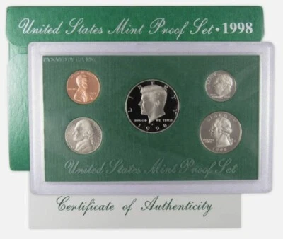 1998-S | US Mint Proof Set | 5 Coins | Original Packaging OGP | COA - Image 1 of 4
