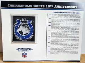 Willabee & Ward Indianapolis Colts 10. Jahrestag bestickter Aufnäher/Stat-Karte - Bild 1 von 4