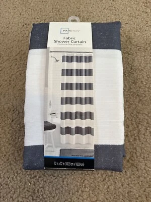 Mainstays Fabric Shower Curtain Chambray Stripe Gray & White 72” x 72” **NEW** - Image 1 of 2