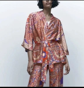 ZARA PAISLEY PRINTED KIMONO WITH BELT SIZE XS-S 7806/273 KIMONO - Picture 1 of 4