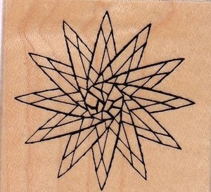 star leaf club scrap Wood Mounted Rubber Stamp 2 x 2" Free Shipping - Picture 1 of 2