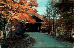 Postcard Old Covered Bridge In New England Vintage Unposted - Picture 1 of 2