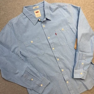 Levis Shirt Mens XL Blue Chambray Standard Fit One Pocket Button Up Work Shirt - Picture 1 of 9