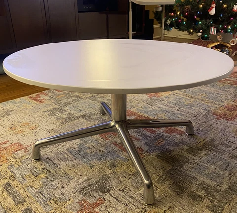 Scott Wilson for Coalesse MCM 30" Round White & Chrome Coffee Table COWOLRND30 Cover