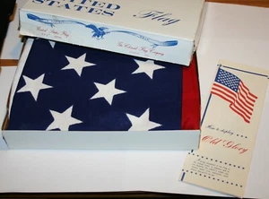 Rare Vintage American Flag 3' x 5' 50 Stars Cotton Colonial Flag Company NIB - Picture 1 of 9