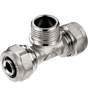 PEX-AL-PEX 16mm x 1/2" Male BSP x 16mm Compression Fittings Tee Connector - Picture 1 of 2