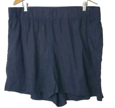 Pantalones Cortos Gap XXL Mezcla de Lino Negros Bolsillos Mujer Cintura Elástica Tiro Alto Foto 1 de 4