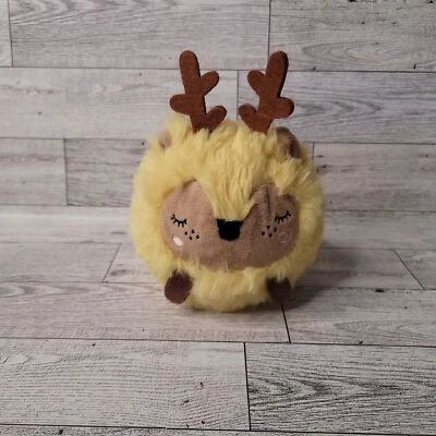 2018 5" Yellow Manhattan Toy Co Reindeer Plush Puff Ball Squeezmeez Squishy - Image 1 of 4