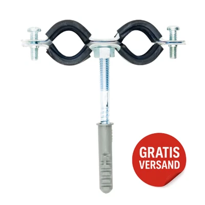 Doppel Rohrschelle 3/8"-1" Schraubrohrschelle Dübel Rohrbefestigung Sanitär - Bild 1 von 4