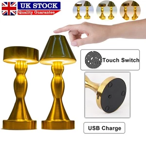 Touch Control Dimmable Metal Table Lamp Rechargeable LED Night Light Cordless UK - Picture 1 of 13