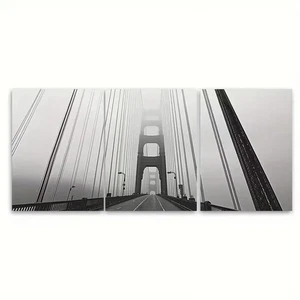 3pcs Black & WhiteSan Francisco Golden Gate Bridge Metal Print Ready to Hang Art - Picture 1 of 7