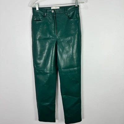 Wilfred Pants 4 Aritzia Melina Faux Green Leather Straight Edgy Grunge 90s Indie - Image 1 of 4