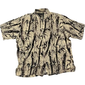 Camisa Tori Richard Hombres XL Beige Bambú Tinta Cepillo Botones Nacarados Hawaiana - Imagen 1 de 4