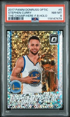 2017 PANINI DONRUSS OPTIC THE CHAMP IS HERE FAST BREAK HOLO STEPHEN CURRY PSA 8 - Image 1 of 2