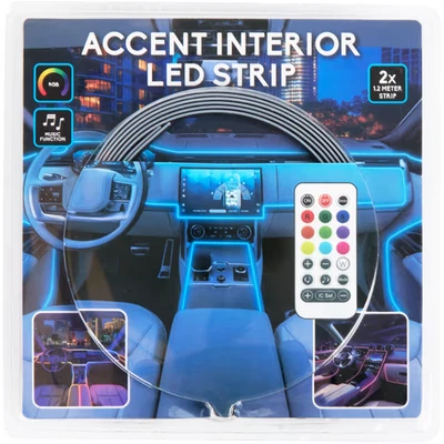 LED-Streifen fürs Auto 2 x 1,2 m 1 Hebelwerkzeug für jedes Auto KFZ - Bild 1 von 4