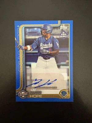 2025 Topps Pro Debut Zyhir Hope Blue Foil Auto /150 - Color Match Dodgers - Image 1 of 2