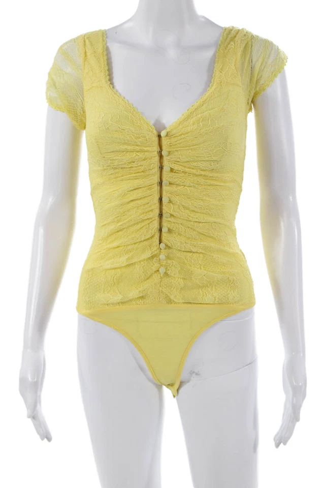 Body Jonathan Simkhai Mujer Geométrico Cuello Redondo Manga Corta Amarillo Talla 2 Foto 1 de 4