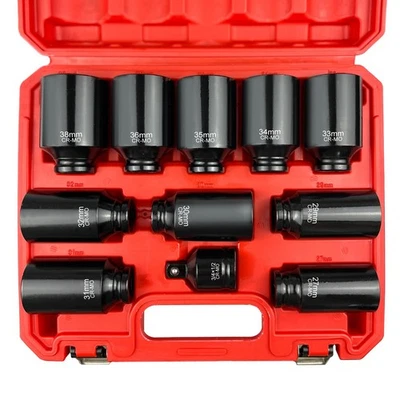 11PCS 1/2" Axle Nut Socket Set Drive Spindle Wheel Axle Nut Wrench Large Sockets - Image 1 of 4