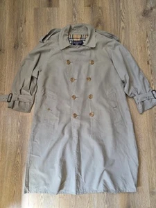 Burberry Trench Coat Uomo 46 Vintage Nova Check Designer Coat, Beige - Foto 1 di 10