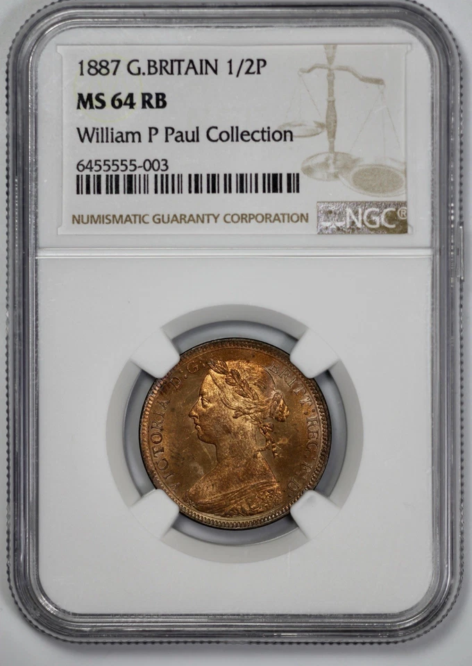 1887 Great Britain 1/2P Half Penny NGC MS 64 RB - Image 1 of 4