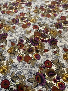 Vintage Dressmaker Fabric Floral  3.5 yards 90's Exotic Roses 46" wide slinky - Picture 1 of 11