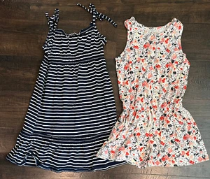 Girls Gap Stripe Floral Summer Sleeveless Dress Romper Outfit Lot 8 M Medium - Picture 1 of 5