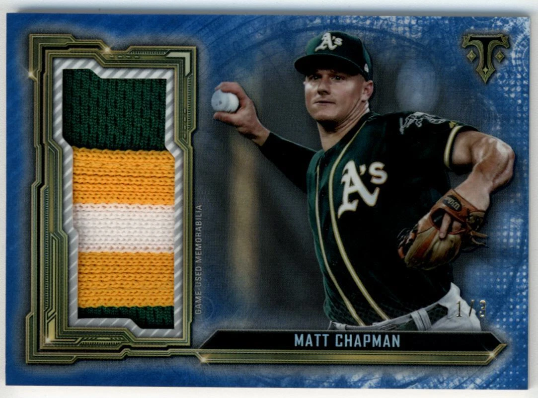 2020 Topps Triple Threads Single Jumbo Relics Sapphire Matt Chapman 1/3