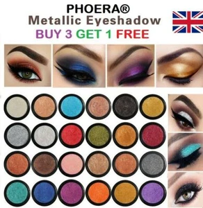 PHOERA Compact Eyeshadow Glitter Shimmer Metallic Pigment Eye Shadow Palette UK - Picture 1 of 30