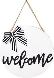 Welcome Sign for Front Door Decor Winter Wreath 12 Inch Farmhouse Wood Wall Hang