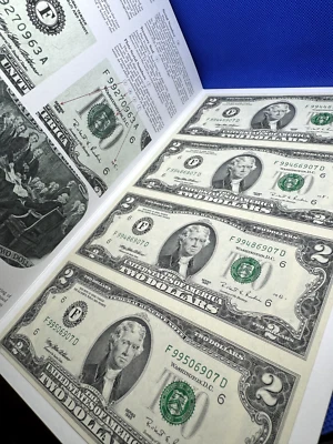 USA - Uncut Sheet of 4 Notes in BEP Folder - $2 1995  " F - GEORGIA " - 907 - Image 1 of 4