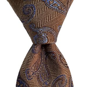 JOS. A. BANK Reserve Men's Silk Blend XL Necktie Designer PAISLEY Brown/Blue EUC
