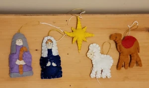 VTG Nativity Christmas Felt Ornaments Lot of 5 with hangtags - Picture 1 of 3