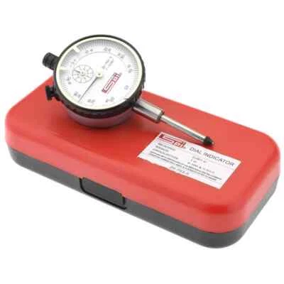 SPI 20-703-5 Dial Indicator: 1" Range, 0-100 & 0-50-0 Reading, 2.25" Dial Diam