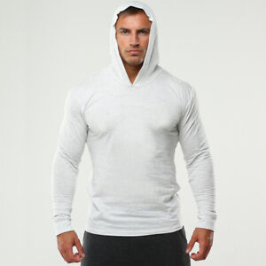 Mens Cotton Sweatshirt Gym Sport Hoodie Long Sleeve Hooded Pullover Hoodies